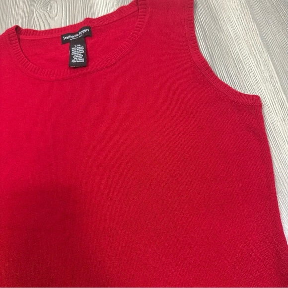 Stephanie Rogers Red Knit Sleeveless Sweater Vest Size L - Picture 4 of 6